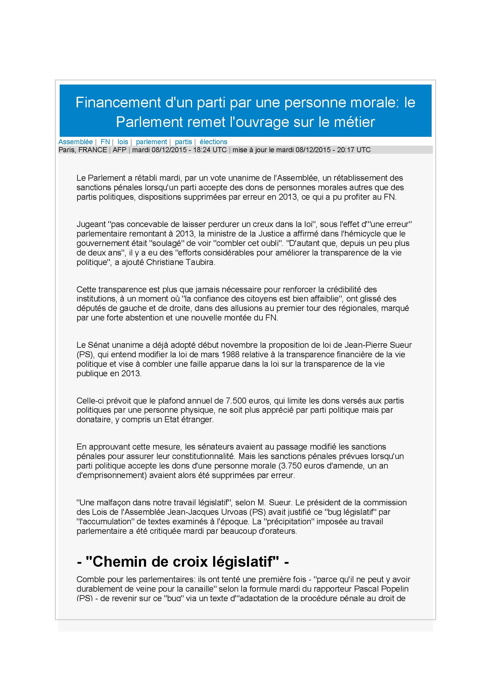 151209 AFP financement partis politiques Page 1